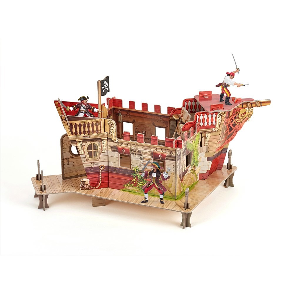 Decor Papo - Set fort pirati carton+3 figurine