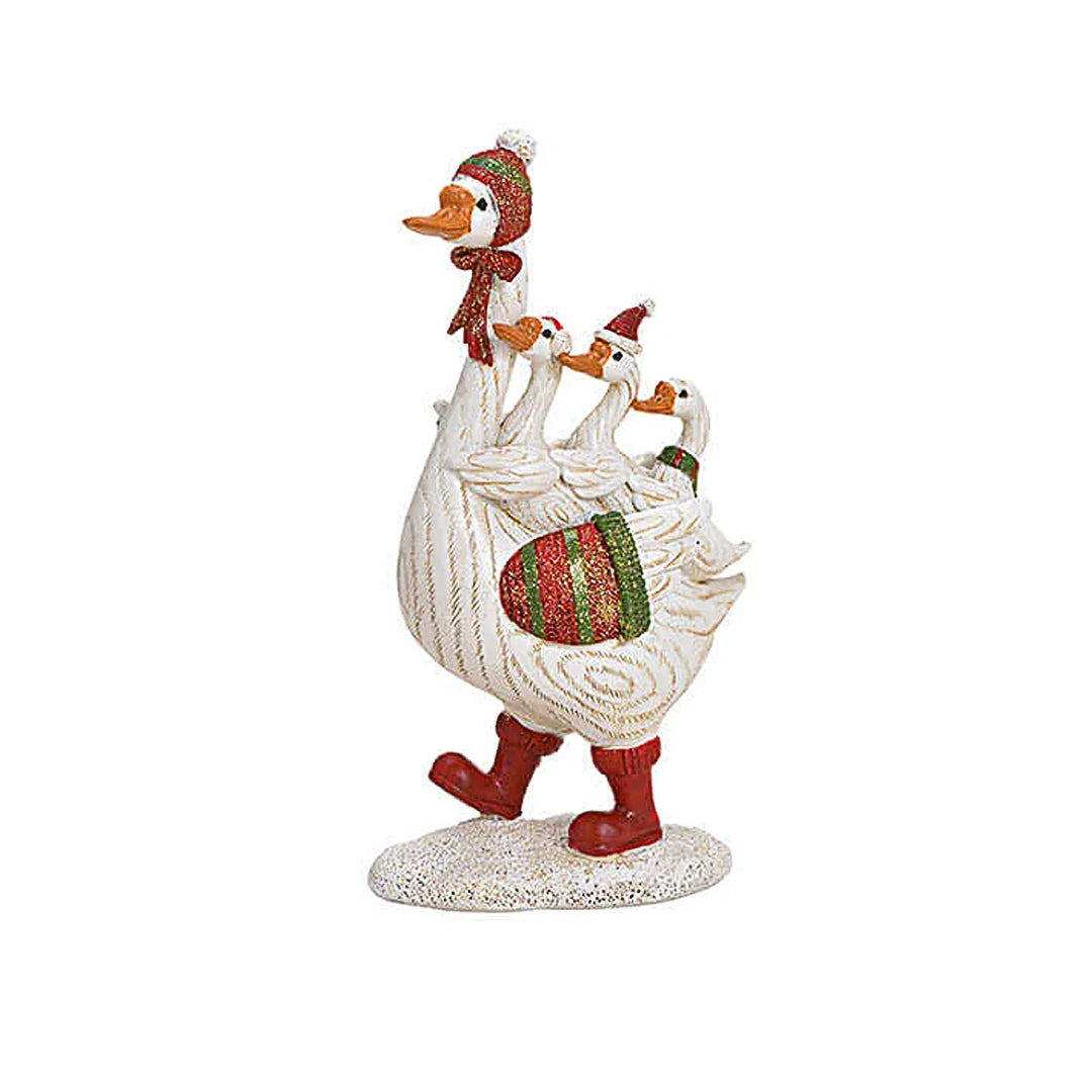 Figurina decorativa Gasca cu pui 18 cm