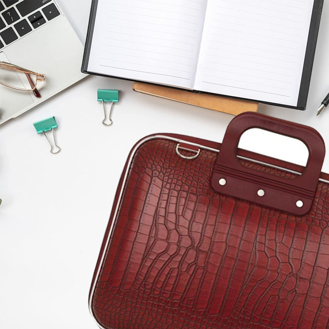 Geanta lux business laptop 13 in Cocco Bombata-Rosu