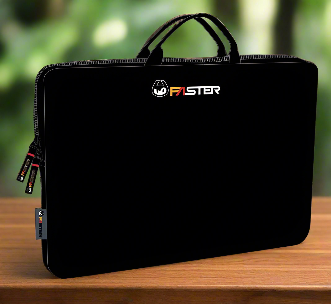 Laptop sleeve negru FASTer cu mânere rezistente și fermoare duble – accesoriu esențial pentru profesioniști