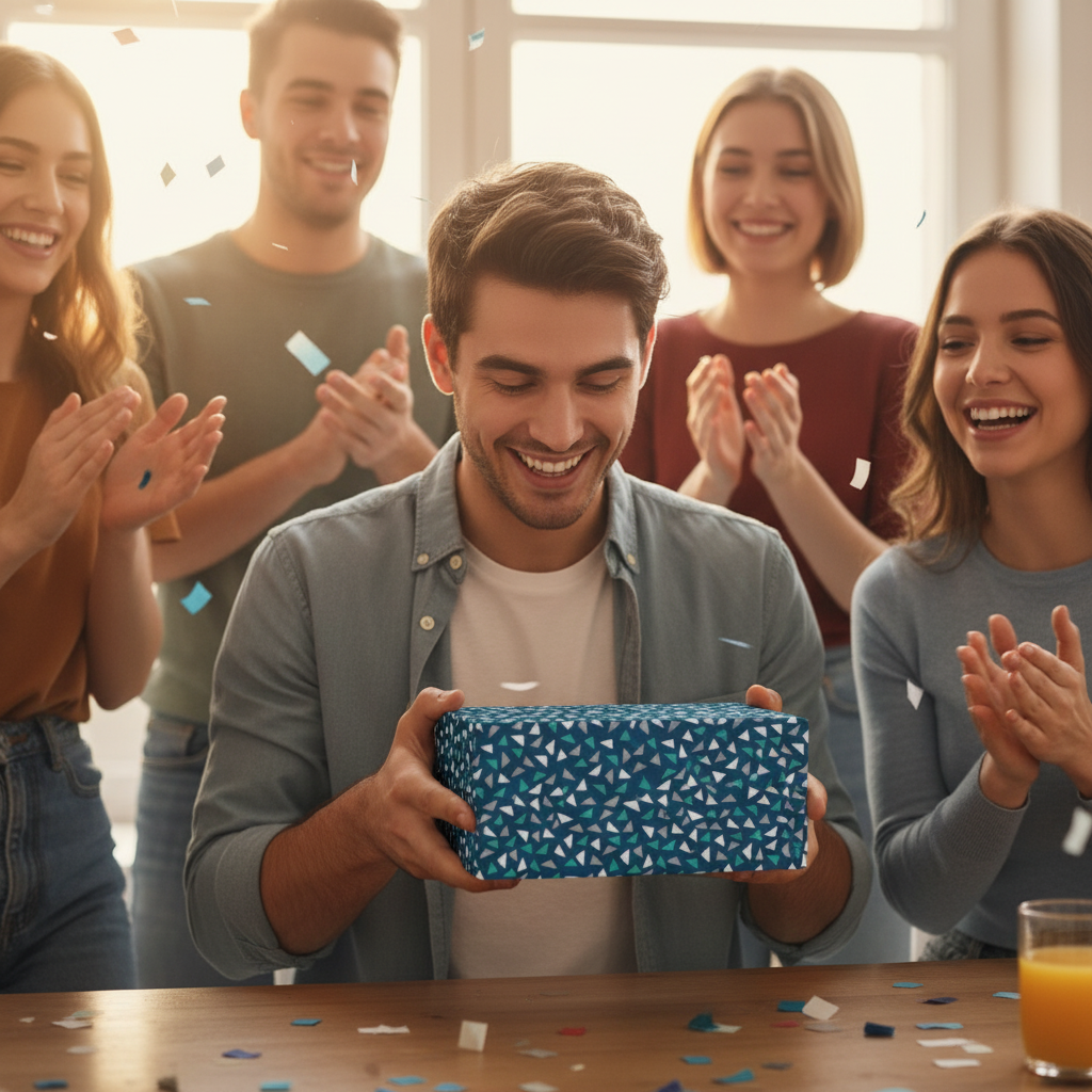 Hartie pentru cadouri albastra model triunghi