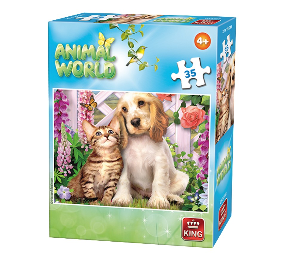 Puzzle 35 piese animale cu figurina