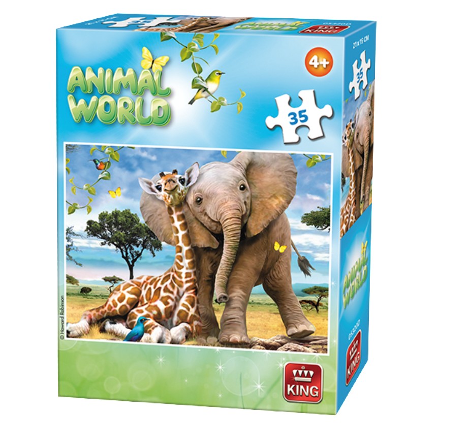 Puzzle 35 piese animale cu figurina - Nitzi.ro