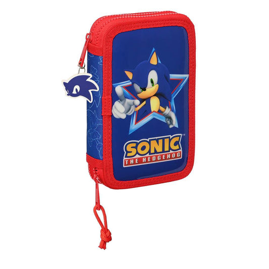 Penar cu rechizite 2 fermoare Sonic Let's Roll - Nitzi.ro