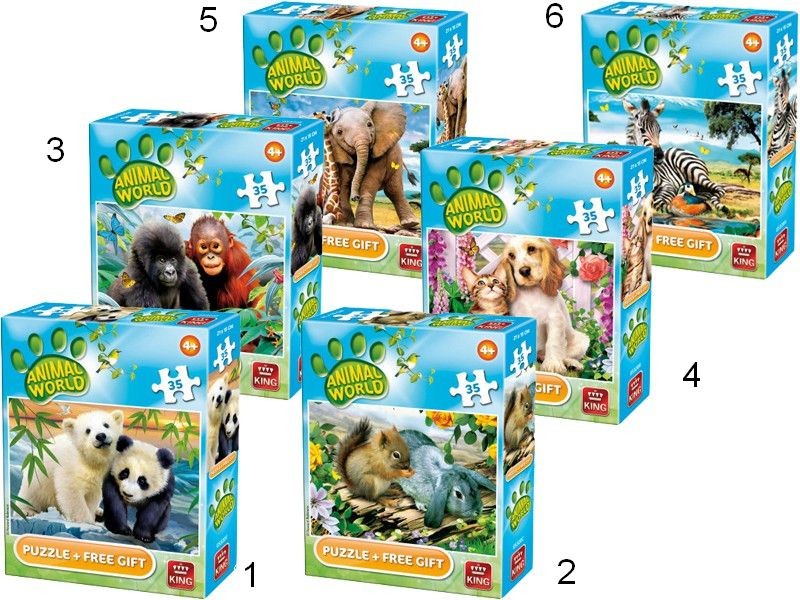 Puzzle 35 piese animale cu figurina