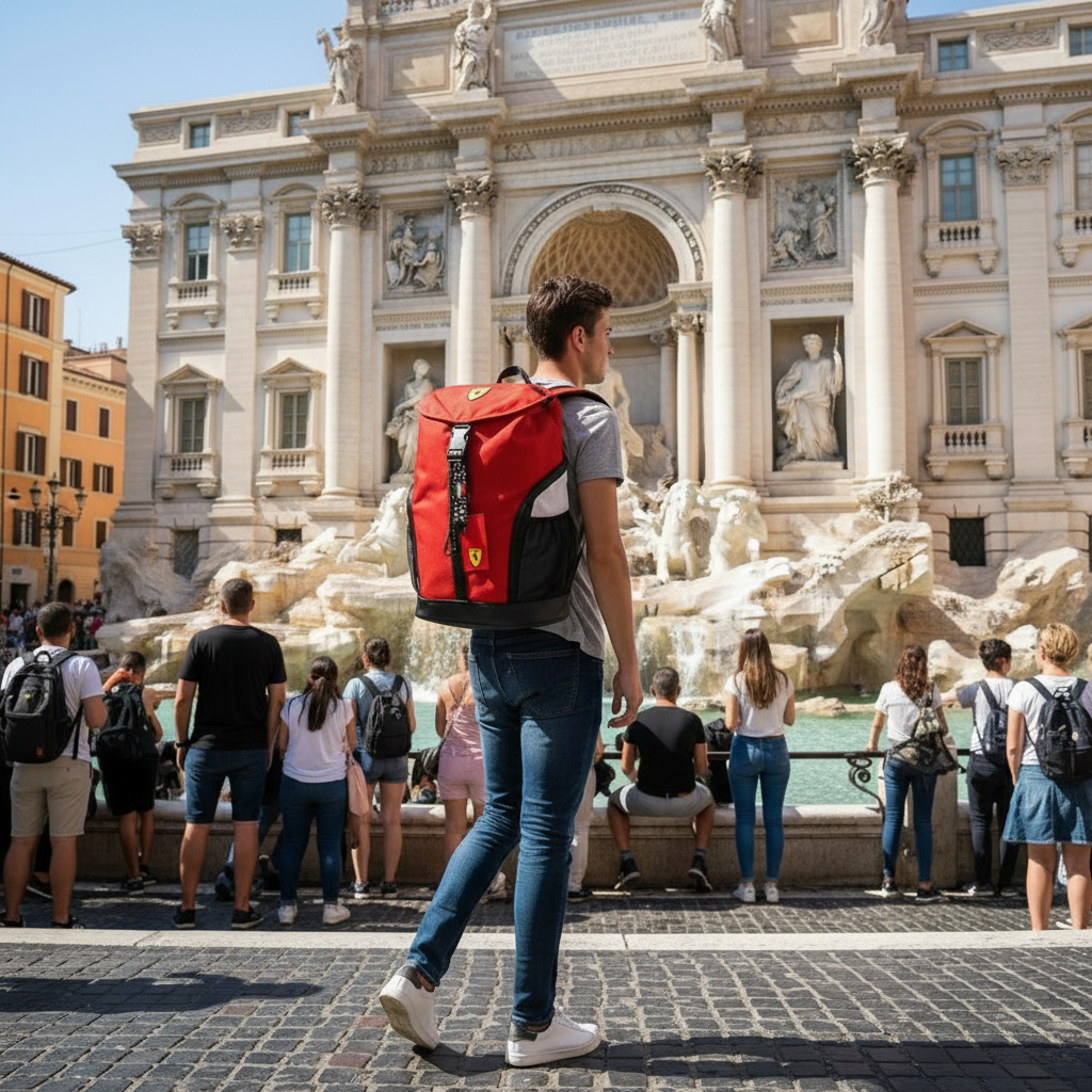 Rucsac Ferrari rosu cu clapeta