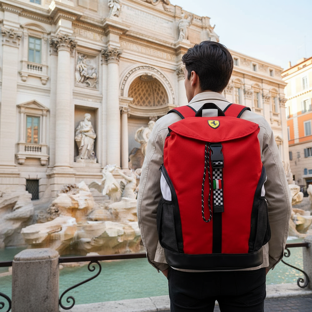 Rucsac Ferrari rosu cu clapeta