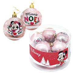 Set 10 Globuri brad Minnie Mouse roz 6 cm