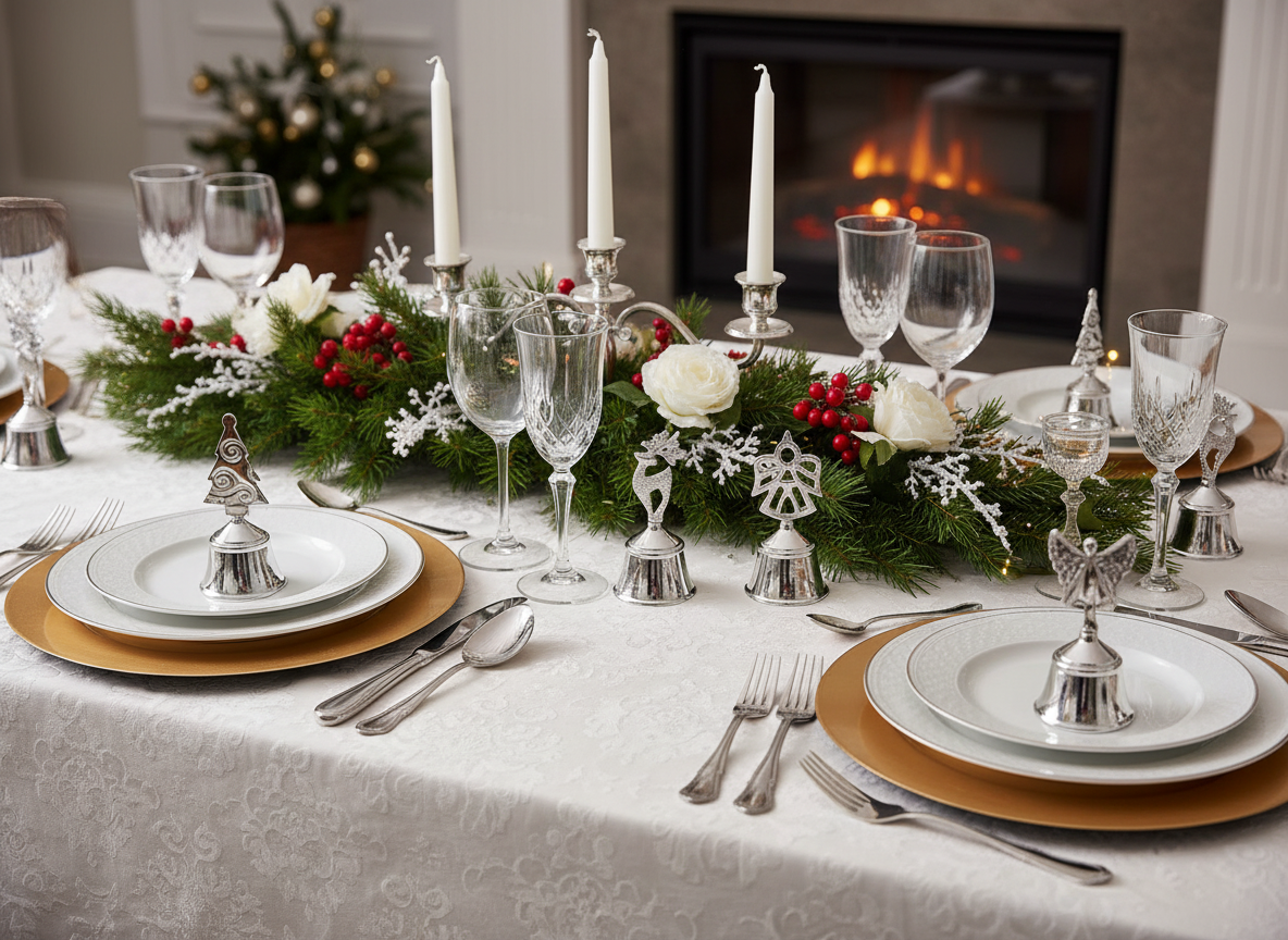 Set 3 clopotei metalici argintii