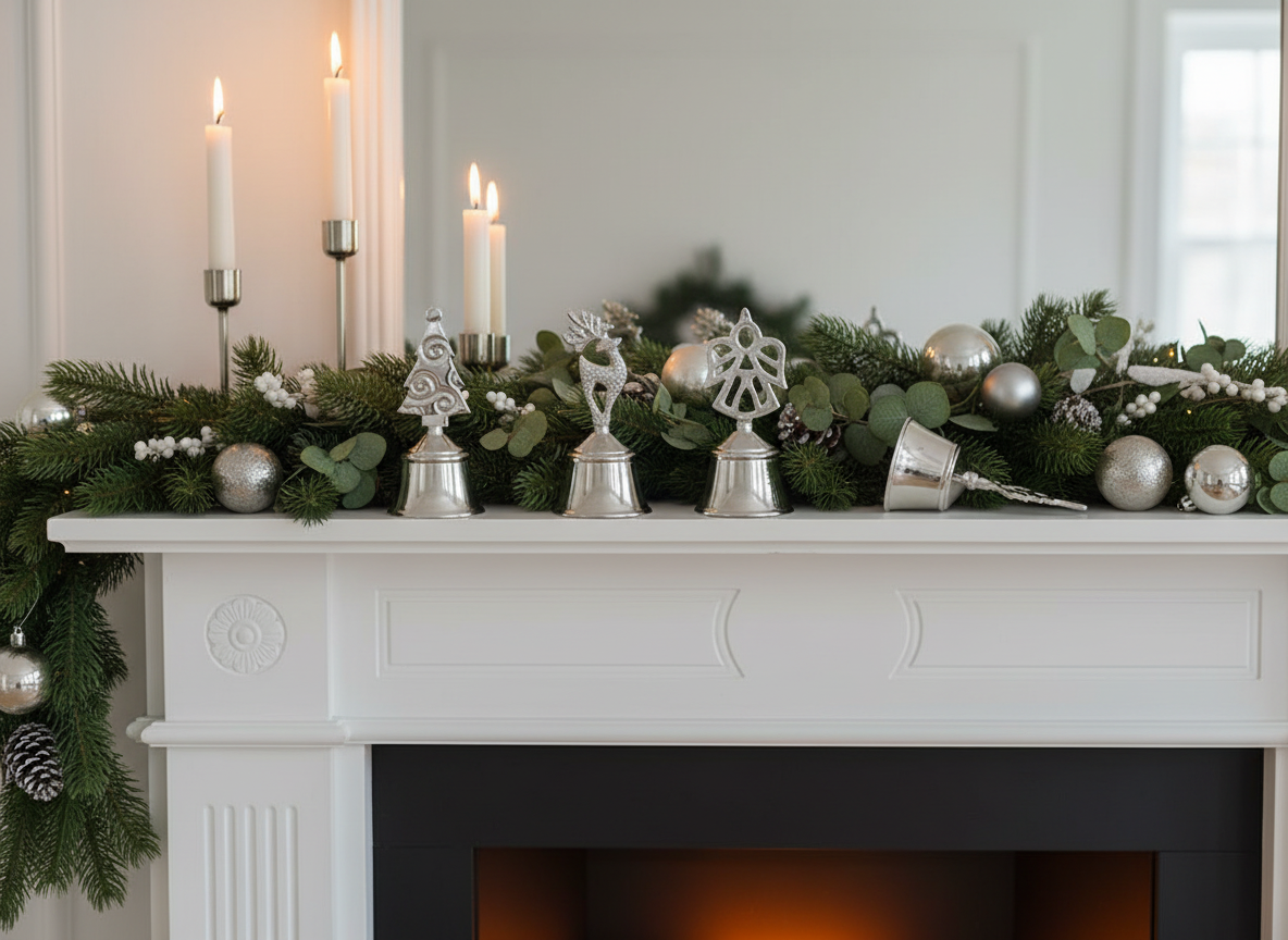 Set 3 clopotei metalici argintii