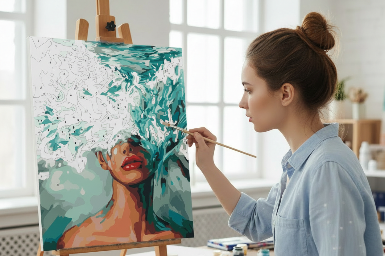 Transformă-ți momentele de relaxare într-o experiență artistică de neuitat cu setul de pictură pe numere - dimensiune panza 50x40 cm