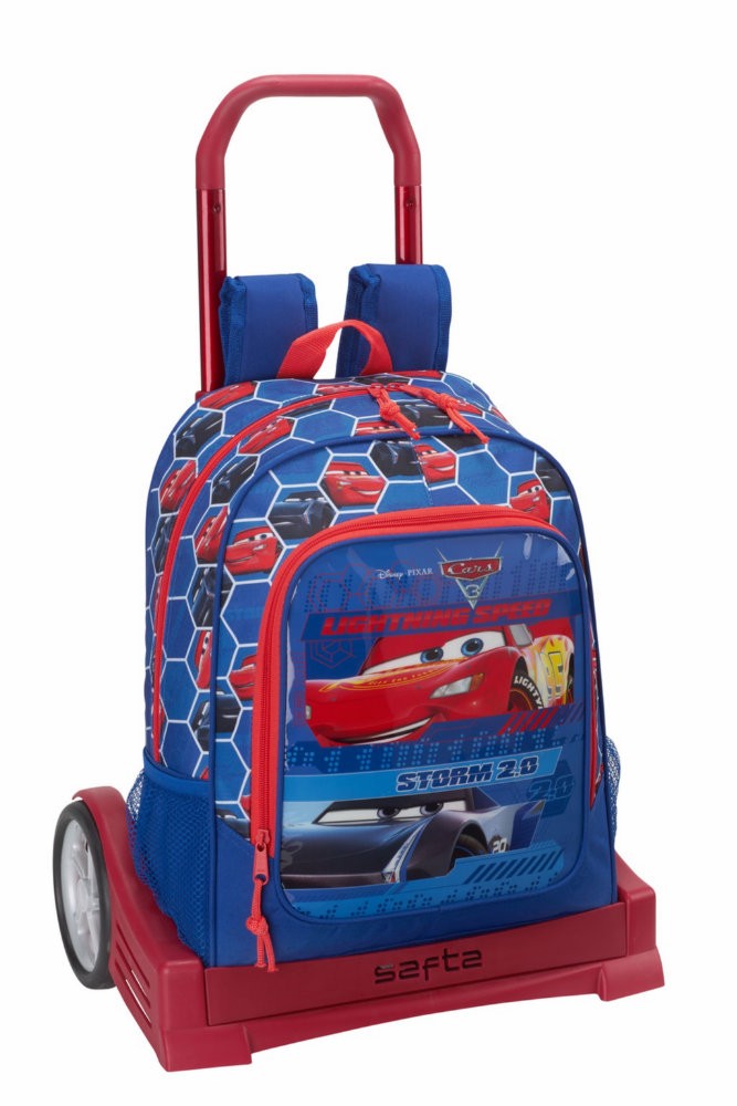 Troler suport Evolution cu rucsac scoala Cars 3