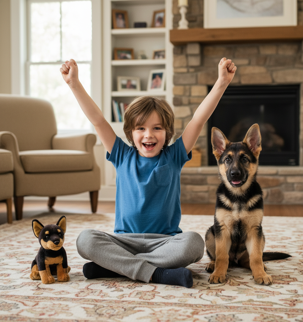 Jucărie copii Catel de plus Doberman Alan 25 cm